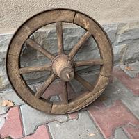 Ruota carriola antica in legno diametro 46 cm