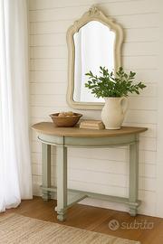 Consolle mezza luna verde salvia