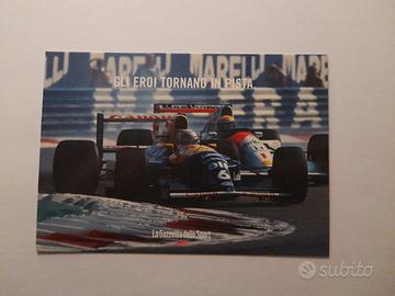 Patrese inseguito da Senna - Cartolina Postcard F1