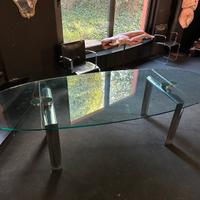 Tavolo cristallo e acciaio estensibile