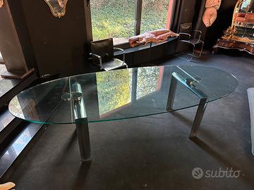 Tavolo cristallo e acciaio estensibile