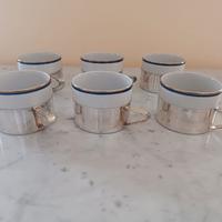 Servizio di 6 tazze da thè con base in argento 