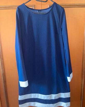 Vestito abito maniche lunghe Shein Blu/Bianco