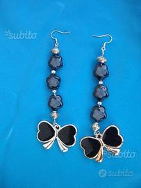 Orecchini fiocco nero ciondoli bijoux