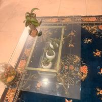 Tavolino in cristallo e ferro battuto