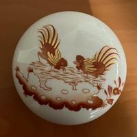 Scatola tonda Richard Ginori decoro Galli Rossi