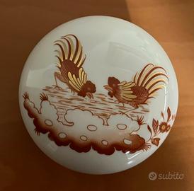 Scatola tonda Richard Ginori decoro Galli Rossi