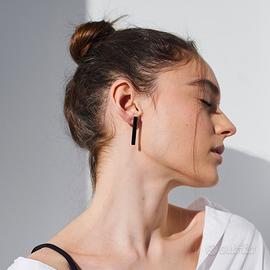 Orecchini in Onice nero, pietra naturale, titanio