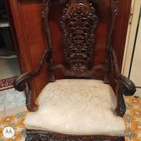 poltrona intarsiata legno massello