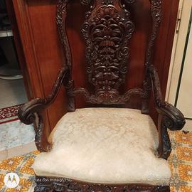 poltrona intarsiata legno massello