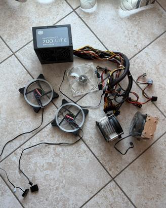 componenti PC. Ventole, dissipatori, alimentatore
