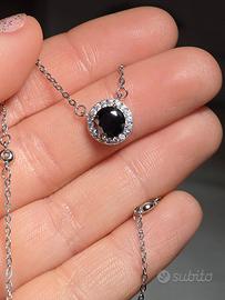 Collana 1 kt diamante moissanite nero