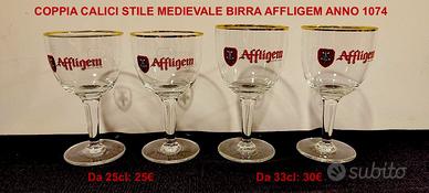2 COPPIE DI CALICI MEDIEVALI, BIRRA AFFLIGEM
