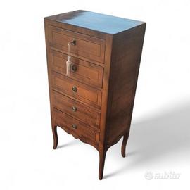 Cassettiera cinquino lastronata a mano con intarsi