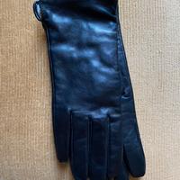 Guanti nuovi pelle nera tag L donna