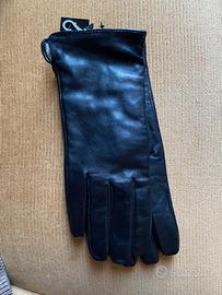 Guanti nuovi pelle nera tag L donna