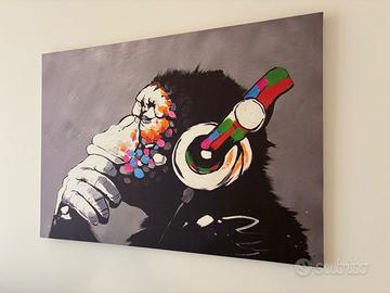 Quadro Dj Monkey Banksy (stampa su tela)