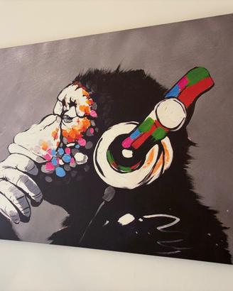 Quadro Dj Monkey Banksy (stampa su tela)