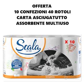 STOCK 10 PEZZI 40 ROTOLI - SCALA CARTA ASCIUGATUTT