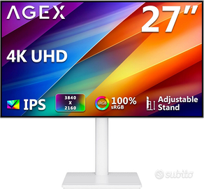 Agex X Monitor 4K 27 pollici IPS Regolabile