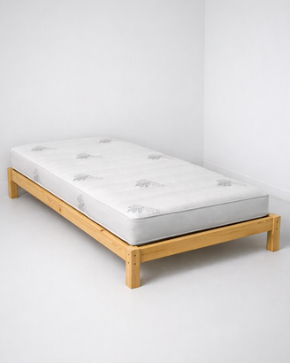 Letto singolo Legno + Materasso MEMORY + rialzi