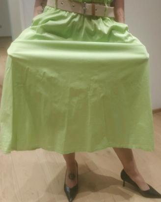 Gonna verde lime con cintura in vita