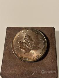 Moneta d’argento 5 dollari Canada foglia d’acero