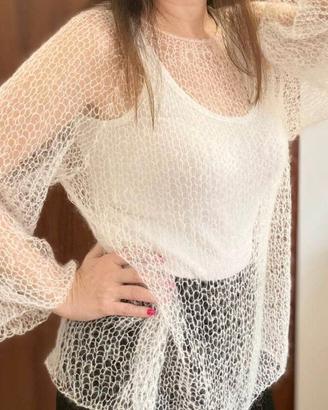 Maglione “Ragnatela” fatto a mano in mohair