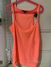 Canotta a bretelline color pesca fluo