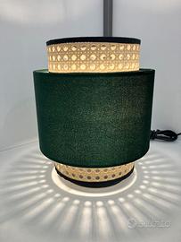 Lampada tavol metallo paralume verde/paglia Vienna