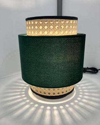 Lampada tavol metallo paralume verde/paglia Vienna