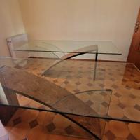 Coppia di tavoli Bontempi in radica e cristallo