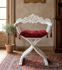 Sedia  legno / Savonarola + cuscino 