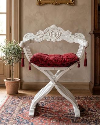 Sedia  legno / Savonarola + cuscino 