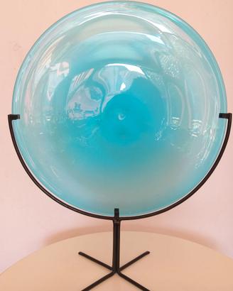 Scultura a disco in vetro di Murano