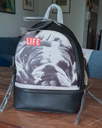 Zaino in ecopelle con bulldog 