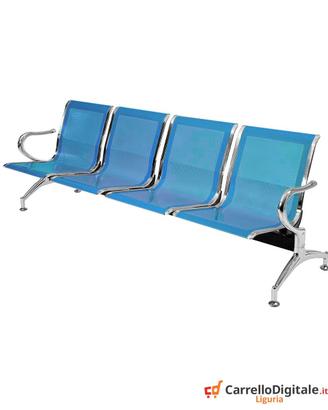Panca per sala attesa 4 posti in acciaio BLU