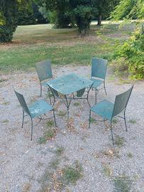 set da giardino in ferro battuto 4sedie e  tavolo