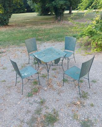 set da giardino in ferro battuto 4sedie e  tavolo