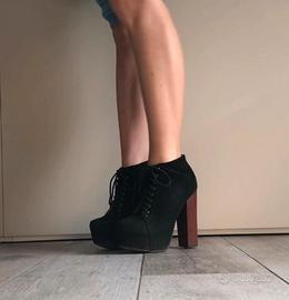 scarpe con tacco e plateau nere