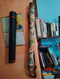 tubo porta disegni artigianale, stile fumettistico