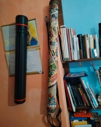 tubo porta disegni artigianale, stile fumettistico