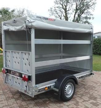 Carrello con centina 2,4 x 1,3 x 1,60 mt rampa