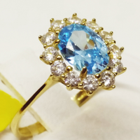 Anello pietra celeste oro giallo