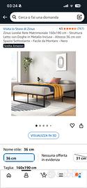 Struttura letto Zinus nuova 160x190