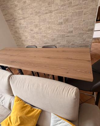 Tavolo Alto tipo Bar in Rovere e Ferro + 4 Sedie