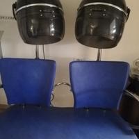 divanetto parrucchiere con caschi