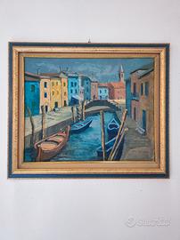Dipinto olio su tela "Studio su Venezia (Burano)"
