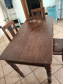 Tavolo + 4 sedie inizio '900