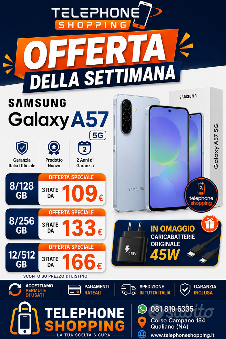 Samsung A57 klarna. permutiamo usato. Negozio